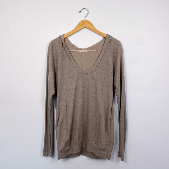 Hapi by Hapiru French Terry Hooded Pullover Sweater Tan 2 - Picture 1 of 7
